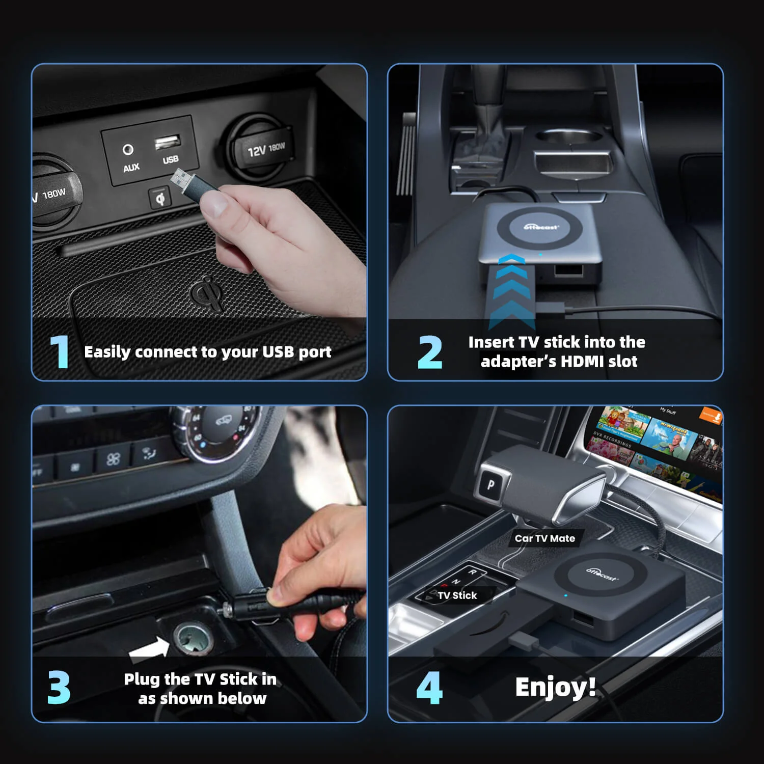 Ottocast® Car TV Mate Pro | Streaming HDMI + Fire TV Stick + Mirroring dello Schermo & Adattatore Wireless CarPlay Android Auto - Image 16
